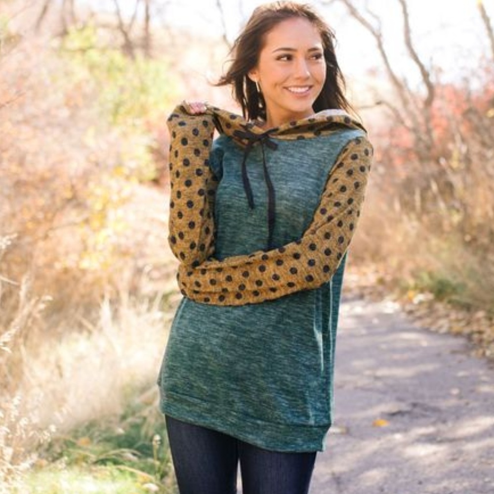 SOLD OUT Mix Things Up Raglan Polka Dot Hoodie